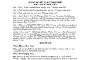 Nghị quyết 80/2017/NQ-HĐND định mức phân bổ vốn thuộc Chương trình 135 Điện Biên