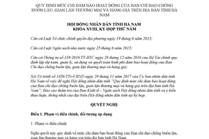 Nghị quyết 30/2017/NQ-HĐND mức chi của Ban chỉ đạo chống buôn lậu gian lận hàng giả Hà nam