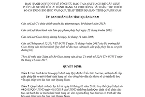 Quyết định 30/2017/QĐ-UBND đào tạo sát hạch cấp giấy phép hạng A1 dân tộc thiểu số quảng nam