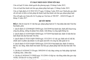 Quyết định 31/2017/QĐ-UBND bãi bỏ văn bản quy phạm pháp luật Ủy ban nhân dân Yên Bái