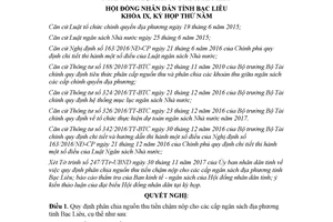 Nghị quyết 16/2017/NQ-HĐND phân chia nguồn thu tiền chậm nộp cho các cấp ngân sách Bạc Liêu