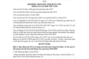 Nghị quyết 135/2017/NQ-HĐND mức hỗ trợ từ ngân sách nhà nước đóng bảo hiểm y tế Hưng Yên