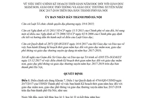 Quyết định 8722/QĐ-UBND 2017 điều chỉnh Kế hoạch thời gian năm học giáo dục mầm non Hà Nội