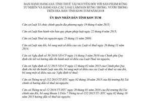 Quyết định 58/2017/QĐ-UBND Bảng giá tính thuế tài nguyên đối với sản phẩm rừng tự nhiên Kon Tum