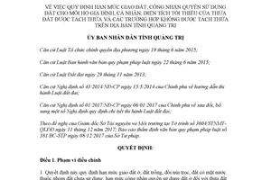 Quyết định 39/2017/QĐ-UBND quy định hạn mức giao đất công nhận quyền sử dụng đất Quảng Trị