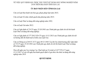 Quyết định 35/2017/QĐ-UBND quy định giá thóc thu thuế sử dụng đất nông nghiệp Gia Lai