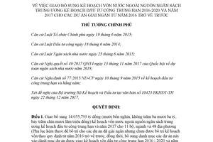 Quyết định 2130/QĐ-TTg 2017 kế hoạch vốn nước ngoài nguồn ngân sách đầu tư công trung hạn