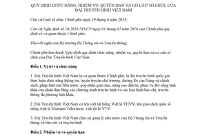 Nghị định 02/2018/NĐ-CP quy định chức năng nhiệm vụ quyền hạn Đài Truyền hình Việt Nam