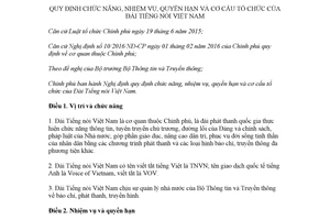 Nghị định 03/2018/NĐ-CP quy định chức năng nhiệm vụ quyền hạn Đài Tiếng nói Việt Nam