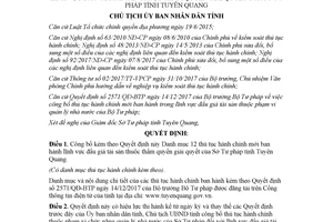 Quyết định 02/QĐ-UBND 2018 công bố thủ tục hành chính đấu giá tài sản Sở Tư pháp Tuyên Quang