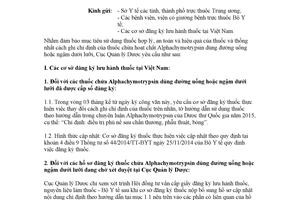 Công văn 22098/QLD-ĐK 2017 thống nhất thông tin chỉ định thuốc chứa Alphachymotrypsin