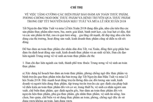 Chỉ thị 09/CT-BCĐTƯVSATTP 2017 tăng cường biện pháp bảo đảm an toàn thực phẩm dịp Tết