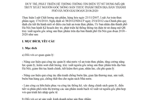 Kế hoạch 02/KH-UBND 2018 thông tin điện tử sử dụng mã QR truy xuất nguồn gốc nông sản Hà Nội