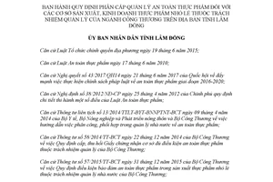 Quyết định 49/2017/QĐ-UBND phân cấp quản lý an toàn thực phẩm cơ sở sản xuất nhỏ lẻ Lâm Đồng