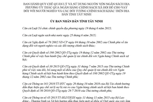 Quyết định 43/2017/QĐ-UBND sử dụng vốn ngân sách ủy thác qua Ngân hàng để cho vay Tây Ninh