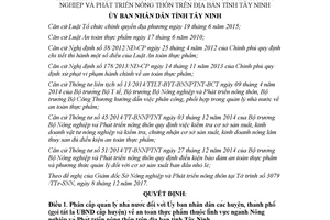 Quyết định 46/2017/QĐ-UBND phân cấp quản lý nhà nước an toàn thực phẩm nông nghiệp Tây Ninh