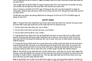 Quyết định 3910/QĐ-UBND 2017 công bố thủ tục hành chính thuộc thẩm quyền Ủy ban tỉnh An Giang