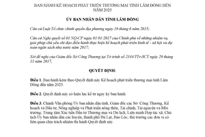 Quyết định 20/QĐ-UBND 2018 Kế hoạch phát triển thương mại Lâm Đồng