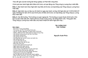 Nghị định 01/2018/NĐ-CP điều lệ hoạt động Tổng công ty Lương thực miền Bắc