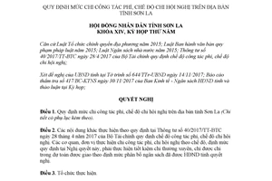 Nghị quyết 60/2017/NQ-HĐND quy định mức chi công tác phí chế độ chi hội nghị Sơn La