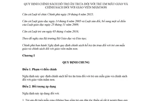 Nghị định 06/2018/NĐ-CP hỗ trợ ăn trưa trẻ em mẫu giáo và chính sách đối với giáo viên mầm non