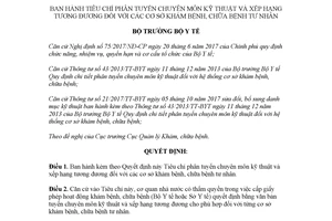 Quyết định 6062/QĐ-BYT 2017 Tiêu chí phân tuyến chuyên môn kỹ thuật cơ sở khám bệnh tư nhân