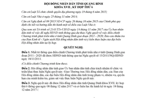 Nghị quyết 31/2017/NQ-HĐND điều chỉnh Chương trình phát triển nhà Quảng Bình