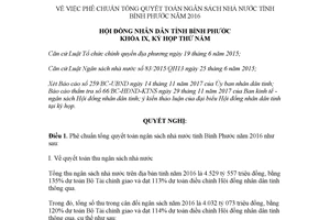 Nghị quyết 27/NQ-HĐND 2017 phê chuẩn tổng quyết toán ngân sách nhà nước Bình Phước 2016