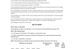 Quyết định 35/2017/QĐ-UBND quy định bảng giá tính thuế tài nguyên Hậu Giang 2018