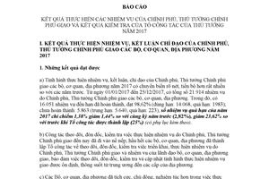 Báo cáo 1270/BC-TCTTTg 2017 kết quả thực hiện nhiệm vụ của Chính phủ Thủ tướng Chính phủ giao