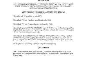 Quyết định 559/QĐ-VKSTC 2017 Quy chế thu thập tiếp nhận xử lý giải quyết nguồn tin về tội phạm