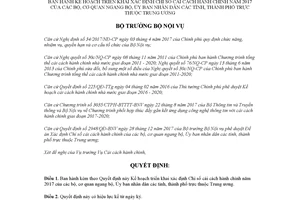 Quyết định 22/QĐ-BNV 2018 kế hoạch triển khai xác định Chỉ số cải cách hành chính của các bộ