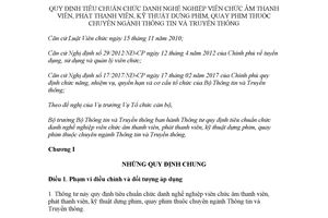 Thông tư 46/2017/TT-BTTTT tiêu chuẩn chức danh âm thanh viên phát thanh viên kỹ thuật dựng phim