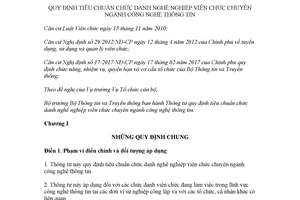 Thông tư 45/2017/TT-BTTTT tiêu chuẩn chức danh viên chức chuyên ngành công nghệ thông tin