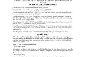 Quyết định 36/2017/QĐ-UBND sửa đổi Quyết định 68/2014/QĐ-UBND Lào Cai