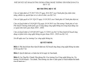Quyết định 5748/QĐ-BYT 2017 phê duyệt Kế hoạch ứng dụng công nghệ thông tin