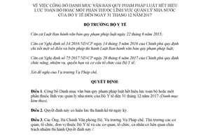 Quyết định 5838/QĐ-BYT 2017 Danh mục văn bản quy phạm pháp luật hết hiệu lực quản lý Bộ Y tế