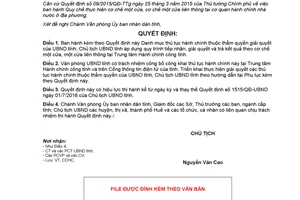 Quyết định 2992/QĐ-UBND 2017 Danh mục thủ tục hành chính Ủy ban nhân dân cơ chế một cửa Huế