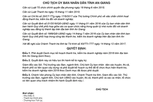 Quyết định 3838/QĐ-UBND 2017 Danh mục kế hoạch thanh tra kiểm tra doanh nghiệp An Giang