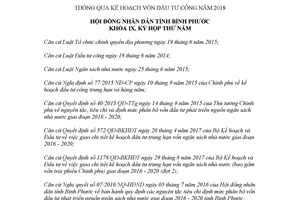 Nghị quyết 30/NQ-HĐND 2017 thông qua kế hoạch vốn đầu tư công Bình Phước 2018