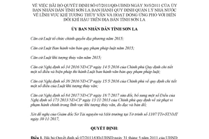 Quyết định 3195/QĐ-UBND 2017 bãi bỏ 07/2011/QĐ-UBND khí tượng thủy văn Sơn La