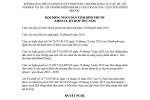 Nghị quyết 31/NQ-HĐND 2017 điều chỉnh quyết định chủ trương đầu tư dự án nhóm B Bình Phước