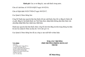 Công văn 104/QLD-ĐK 2018 nguyên liệu làm thuốc nhập khẩu không phải cấp phép nhập khẩu