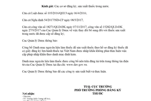 Công văn 103/QLD-ĐK 2018 nguyên liệu làm thuốc nhập khẩu không phải cấp phép nhập khẩu