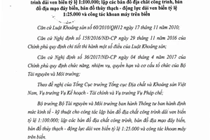 Thông tư 62/2017/TT-BTNMT định mức kinh tế kỹ thuật lập bản đồ địa chất công trình dải ven biển