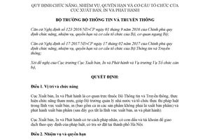 Quyết định 2479/QĐ-BTTTT 2017 quyền hạn và cơ cấu tổ chức của Cục Xuất bản In và Phát hành