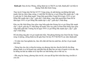 Công văn 11/TWPCTT-VP 2018 ứng phó với gió mạnh trên biển