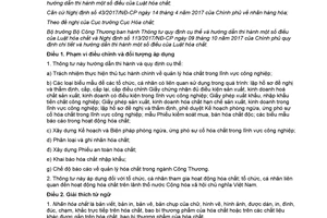 Circular 32/2017/TT-BCT guidelines Law on Chemical Decree 113/2017/ND-CP