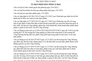 Quyết định 02/2018/QĐ-UBND Quy định phân cấp quản lý an toàn thực phẩm Cà Mau