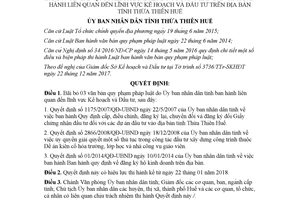 Quyết định 04/2018/QĐ-UBND bãi bỏ văn bản quy phạm lĩnh vực Kế hoạch và Đầu tư Huế